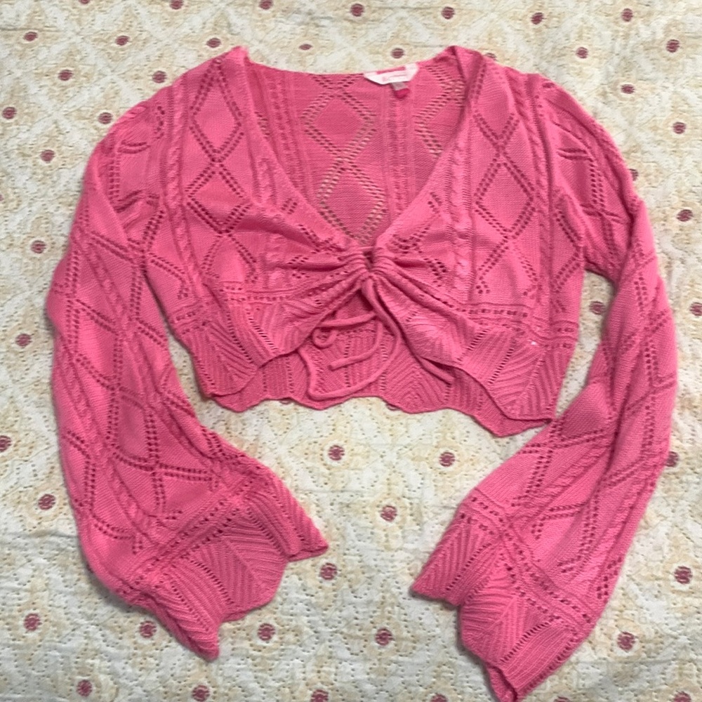 Pink Cropped Cardigan